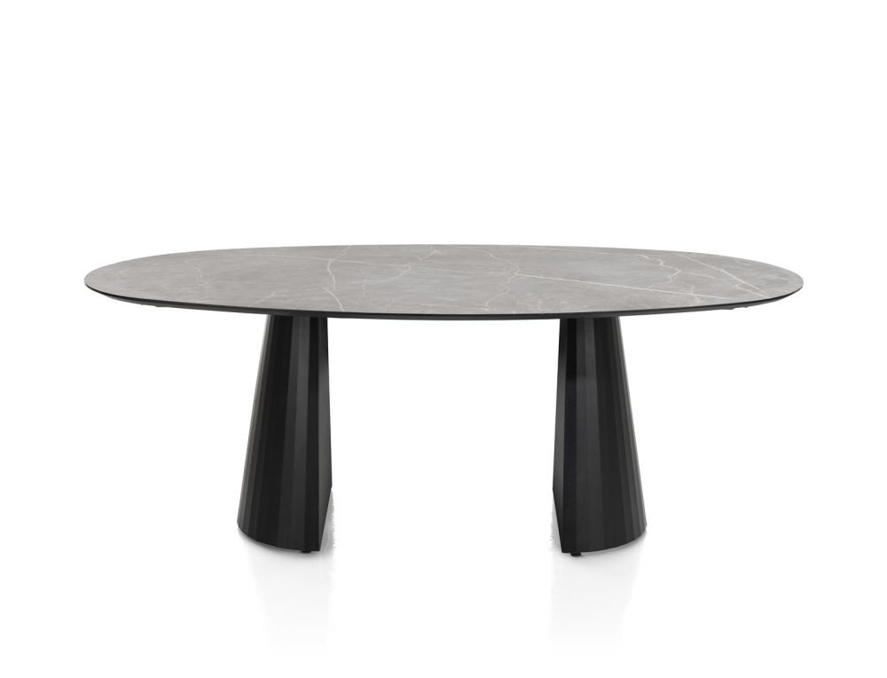 Arabax, eetkamertafel - ellips - 210 x 120 cm - Lichtgrijs