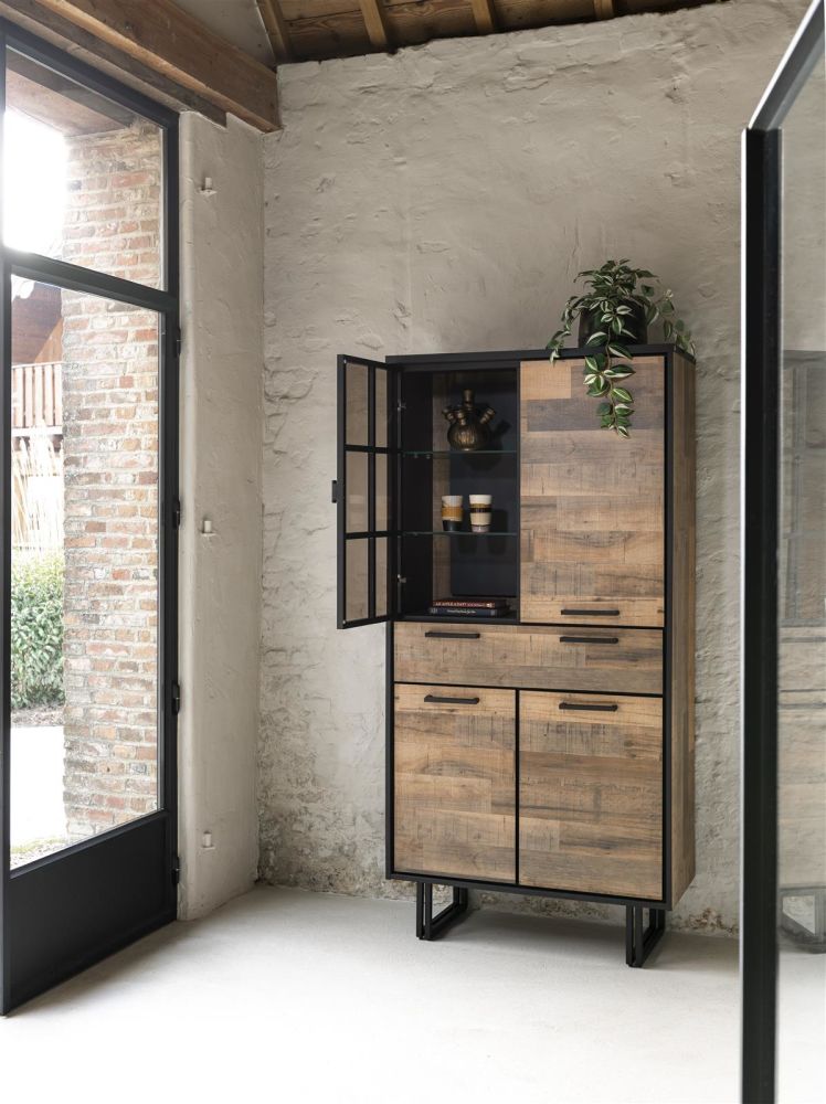 Avalon, bergkast 96 cm - 3-deuren + 1-lade + 1-glasdeur (+ LED) - Driftwood Avalon, bergkast 96 cm - 3-deuren + 1-lade + 1-glasdeur (+ LED) - Driftwood