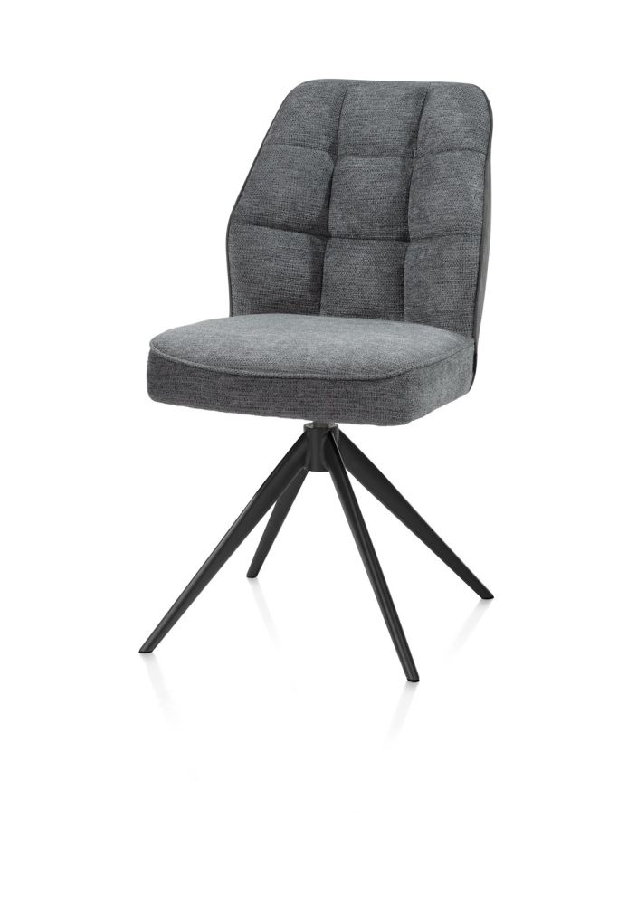 Bell, eetkamerstoel - rough off black frame - draaibaar - pocket - combi Calabria / Vada - Antraciet