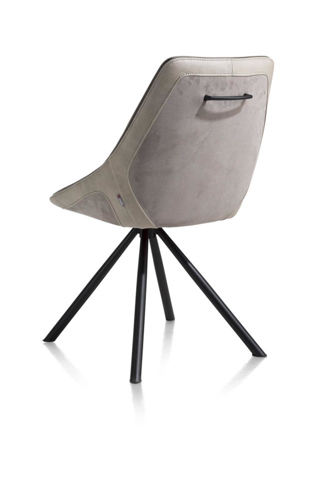 Arwen, eetkamerstoel zwart frame 4-poots + combi stof Savannah / Pala - charcoal