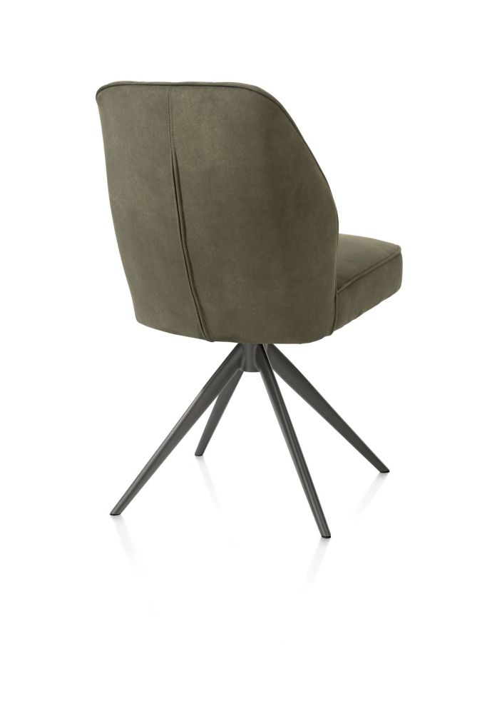 Bell, eetkamerstoel - graphiet frame - draaibaar - pocket - stof Calabria - mosgroen