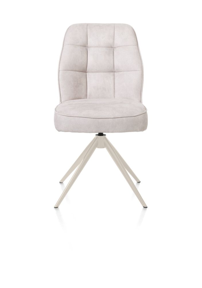 Bell, eetkamerstoel - creme frame - draaibaar - pocket - stof Calabria - Kiezel