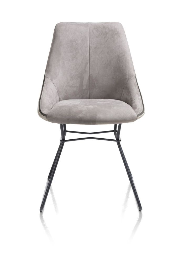 Arwen, eetkamerstoel zwart frame draadstaal + combi stof Savannah / Pala - charcoal