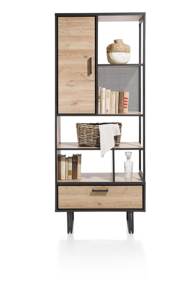 Avalon, Boekenkast 80 Cm - 1-Deur + 1-Lade + 5-Niches - Natural Avalon, Boekenkast 80 Cm - 1-Deur + 1-Lade + 5-Niches - Natural
