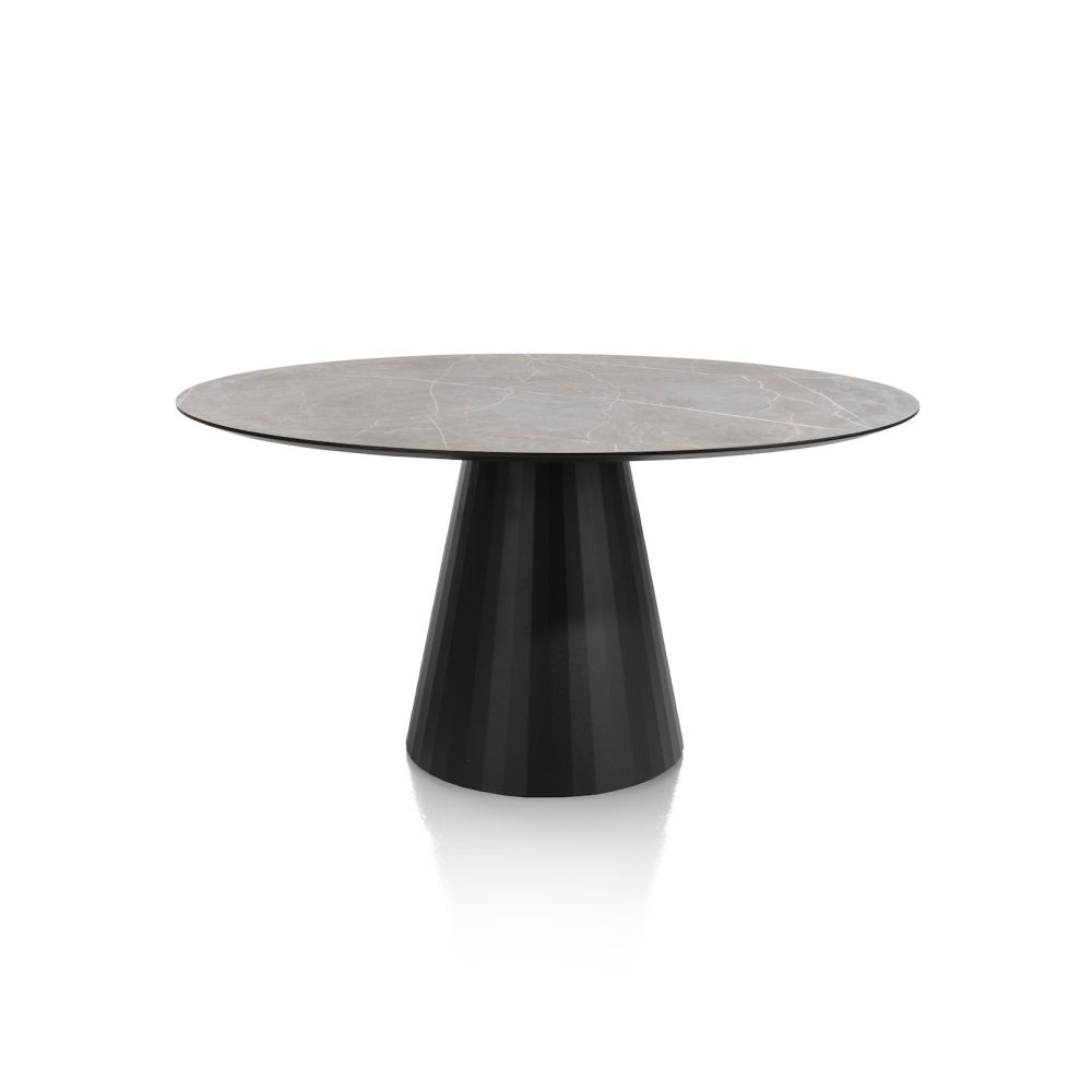 Arabax, eetkamertafel - rond - 150 x 120 cm - Lichtgrijs