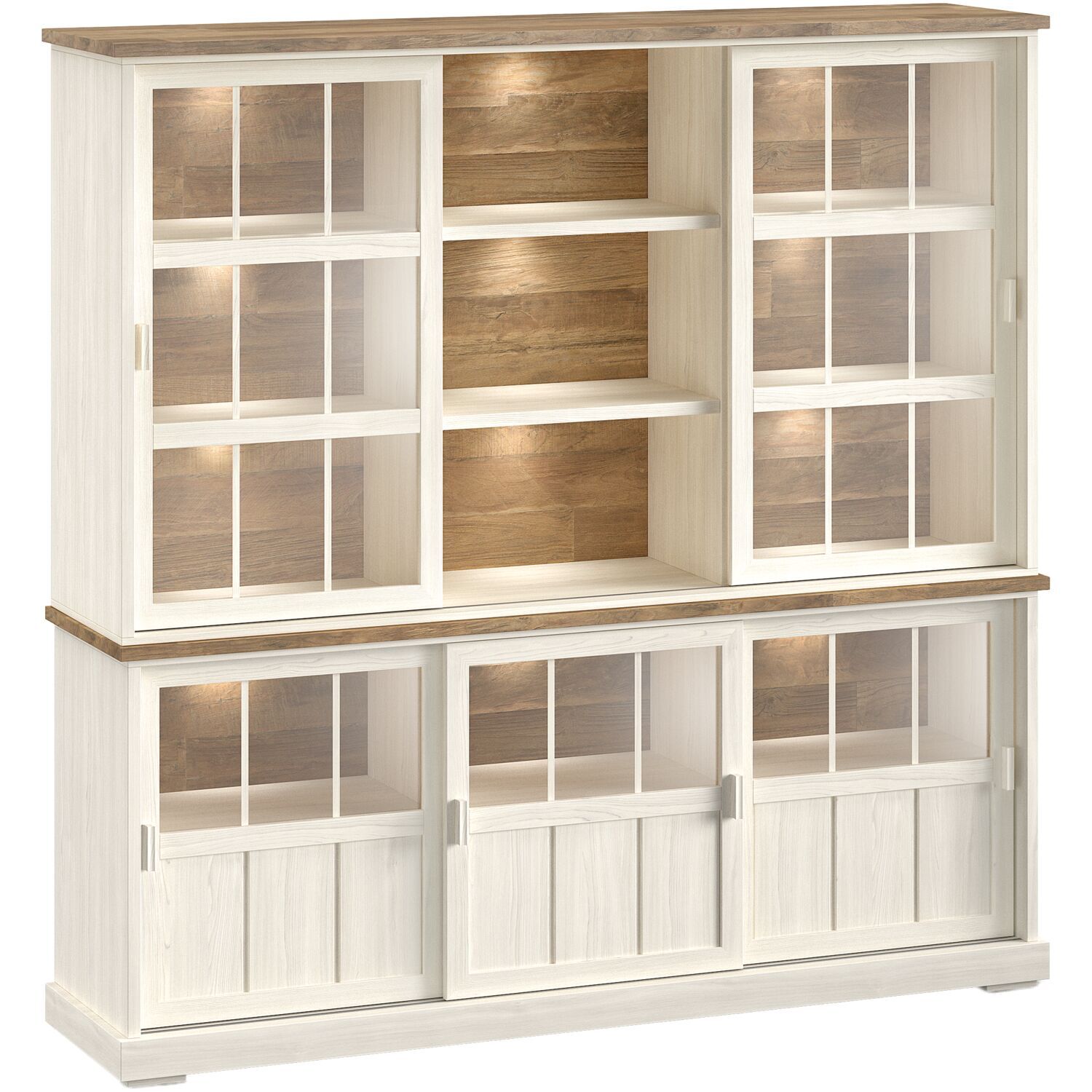 Vitrinekast Eldora 210x209x50 cm 5 glazen schuifdeuren