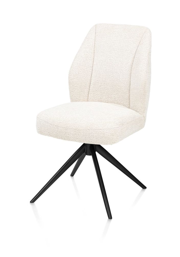 Baya, eetkamerstoel - draaibaar - zwart - pocketvering - stof Sevilla - Creme