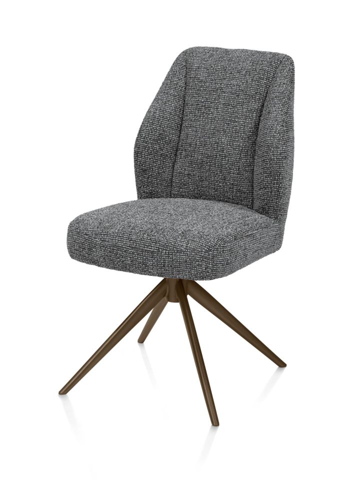 Baya, eetkamerstoel - draaibaar - steelbrown - pocketvering - stof Sevilla - Antraciet