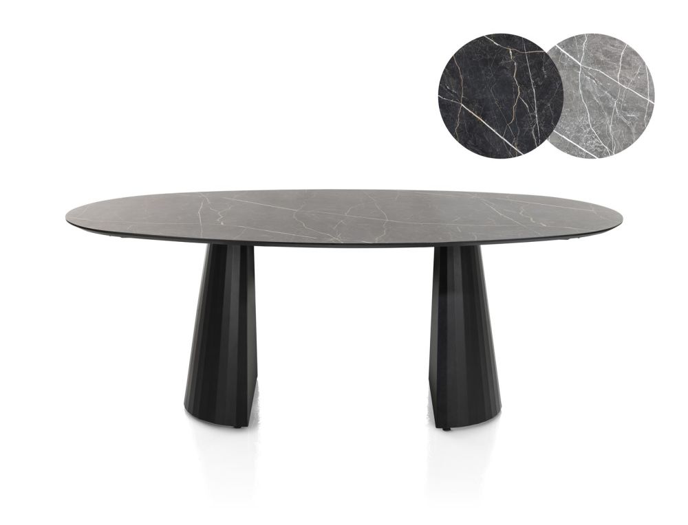 Arabax, eetkamertafel - ellips - 210 x 120 cm - Lichtgrijs Arabax, eetkamertafel - ellips - 210 x 120 cm - Lichtgrijs