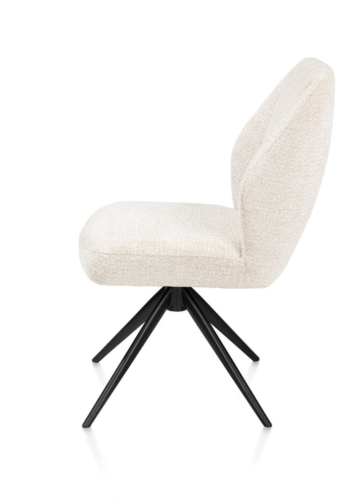 Baya, eetkamerstoel - draaibaar - zwart - pocketvering - stof Sevilla - Creme