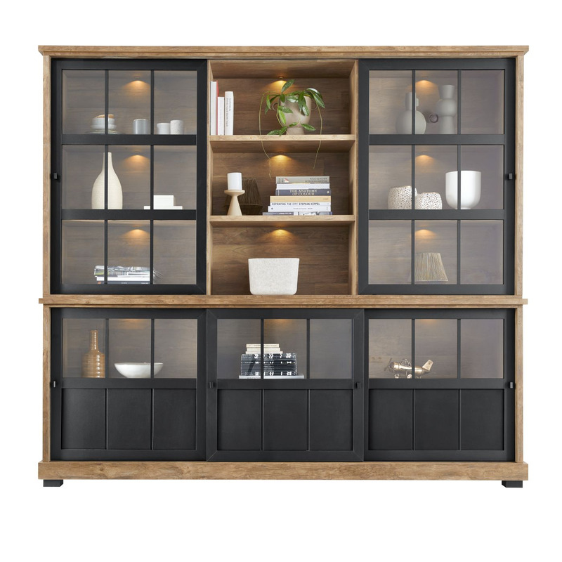 Vitrinekast Ladonia 210x233x50 cm 5 glazen schuifdeuren