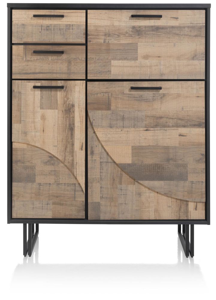 Avalon, highboard 120 cm - 2-deuren + 2-laden + 1-klep (+ LED) - Driftwood