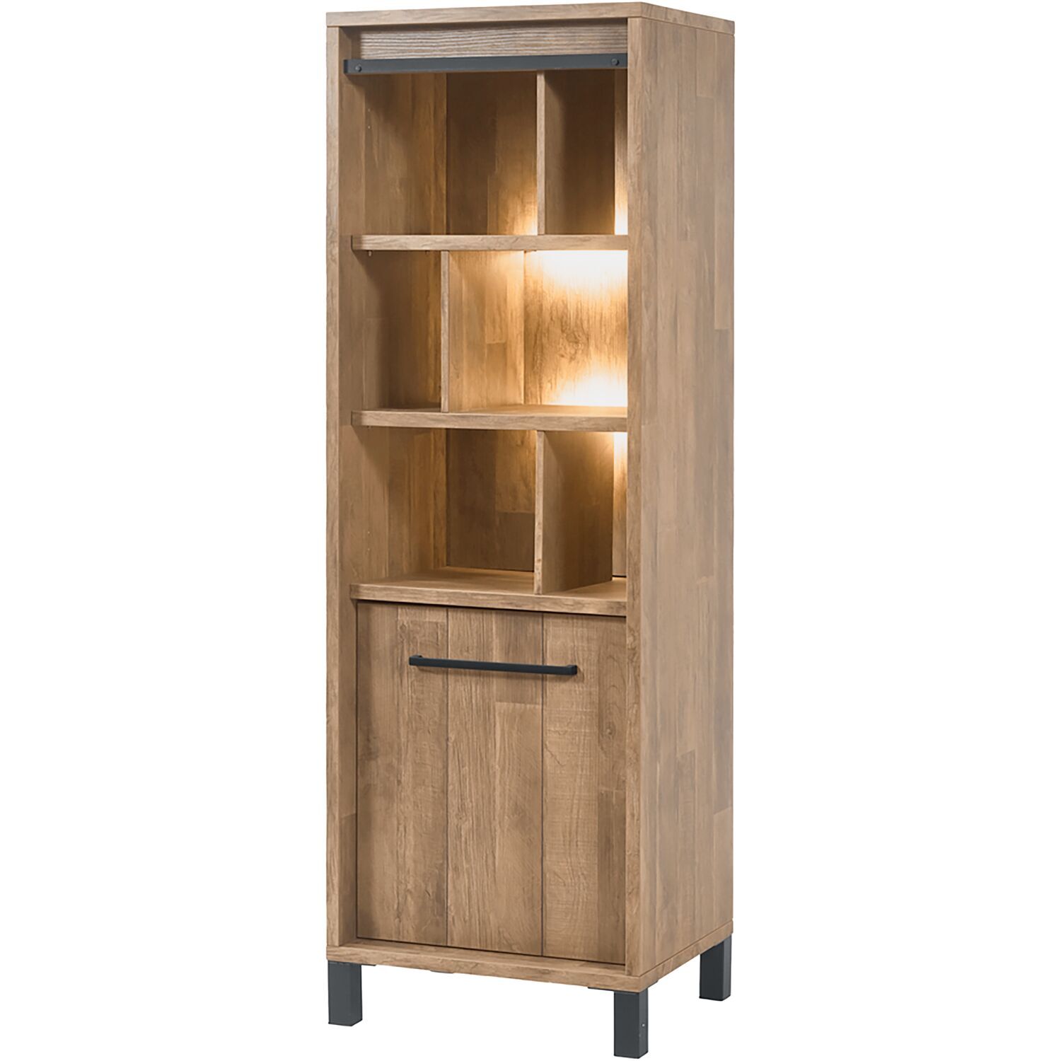 Opbergkast Alva 188x63x50 cm old teak met verlichting
