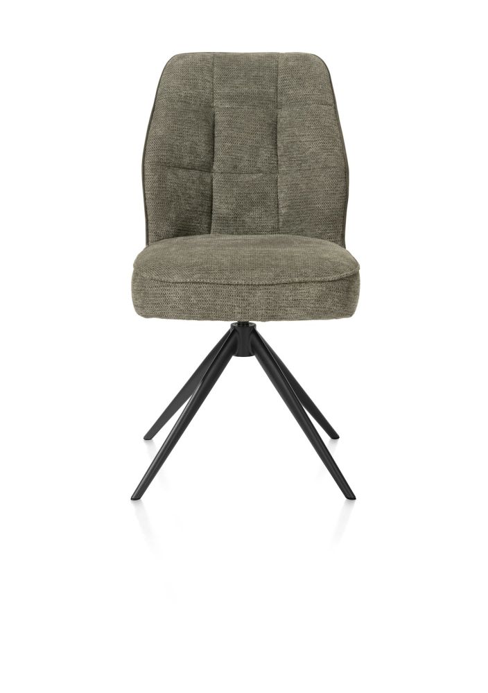 Bell, eetkamerstoel - rough off black frame - draaibaar - pocket - combi Calabria / Vada - mosgroen