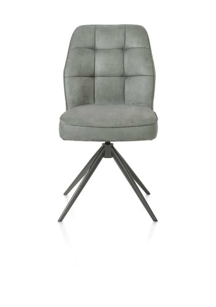 Bell, eetkamerstoel - graphiet frame - draaibaar - pocket - stof Calabria - Olijf