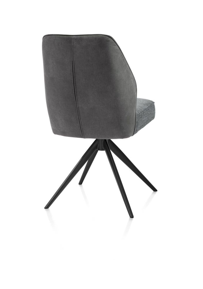 Bell, eetkamerstoel - rough off black frame - draaibaar - pocket - combi Calabria / Vada - Antraciet