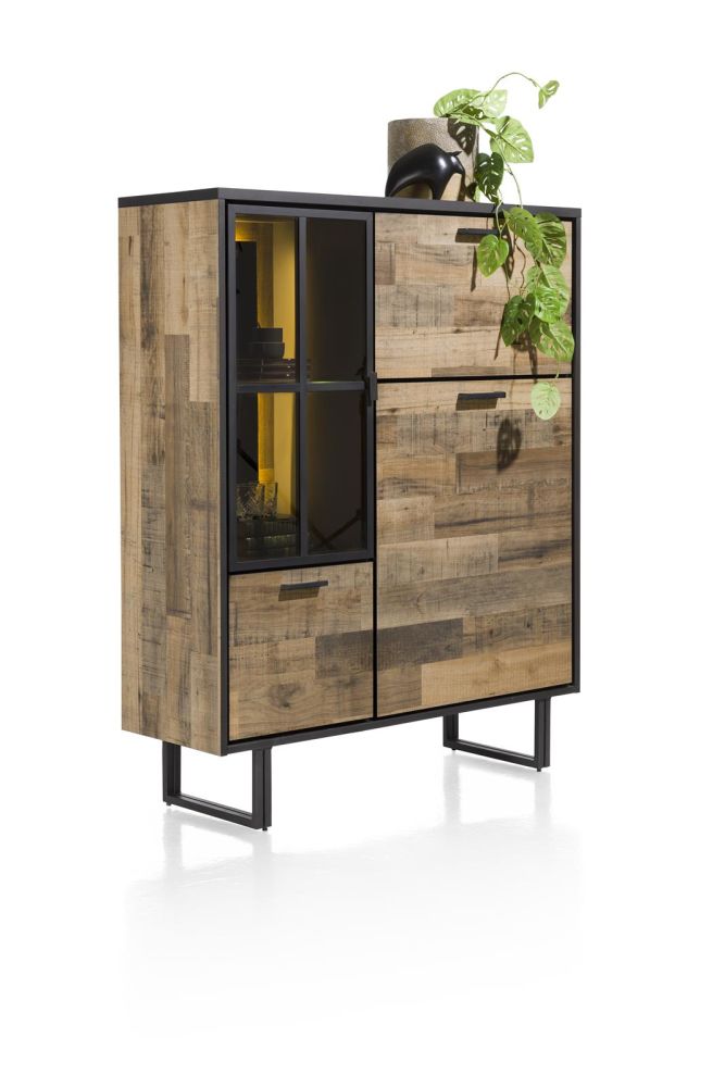 Avalon, highboard 120 cm - 2-deuren + 1-glasdeur + 1-klep (+ LED) - Driftwood Avalon, highboard 120 cm - 2-deuren + 1-glasdeur + 1-klep (+ LED) - Driftwood