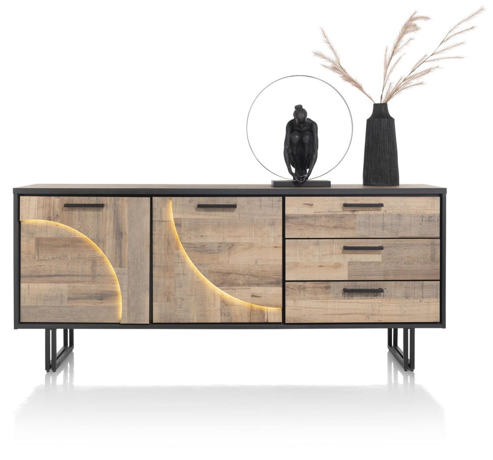 Avalon, Dressoir 200 Cm - 2-Deuren + 3-Laden (+ LED) - Driftwood