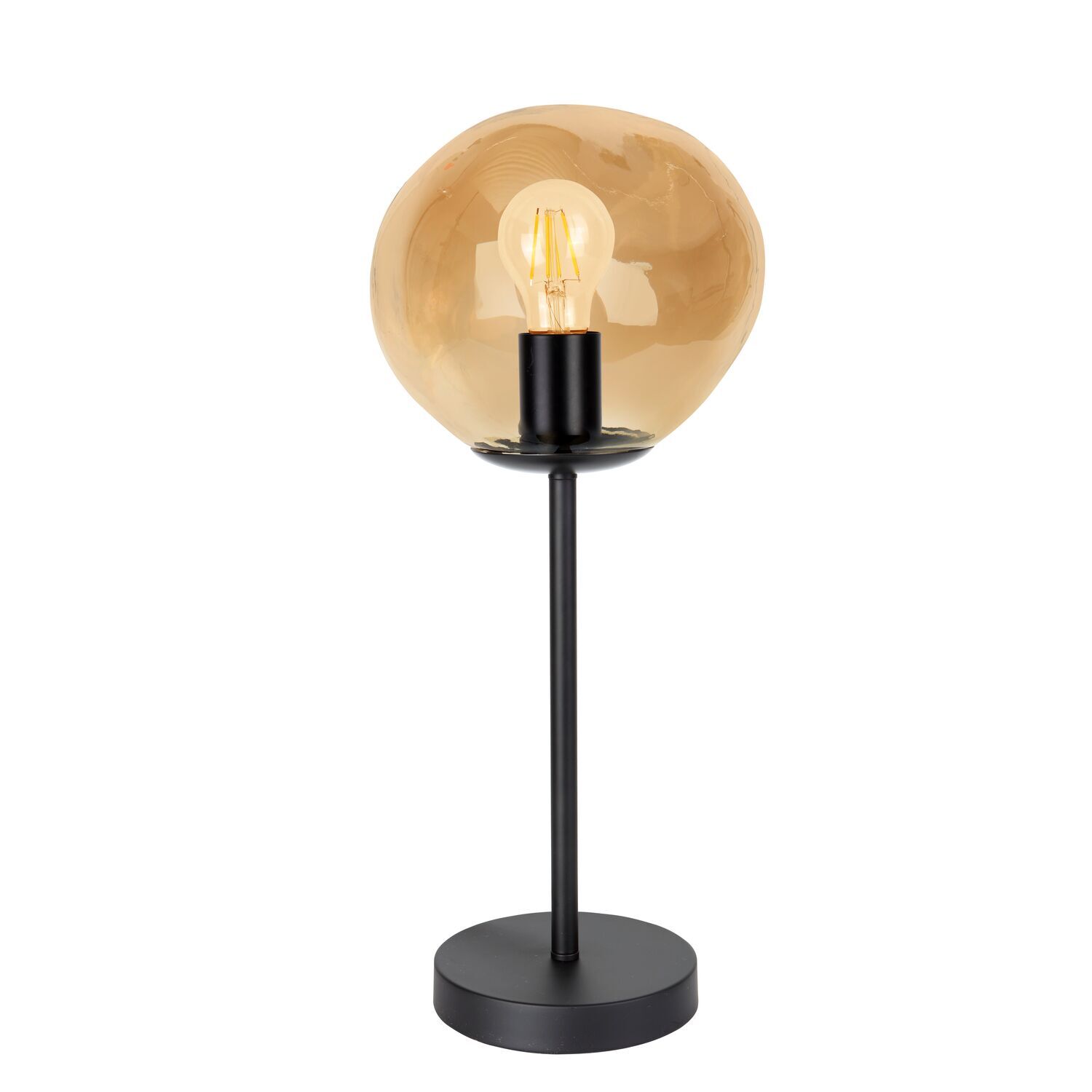 Tafellamp Macato zwart amber glas 1-lichts