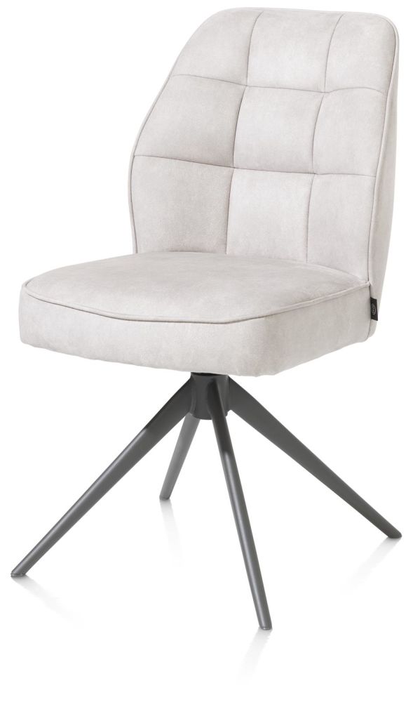 Bell, eetkamerstoel - graphiet frame - draaibaar - pocket - stof Calabria - Kiezel