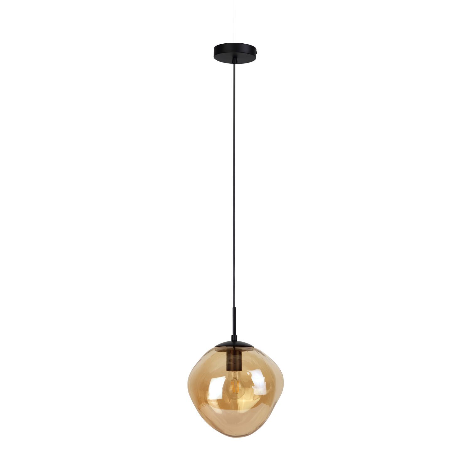Hanglamp Macato zwart amber glas 1-lichts