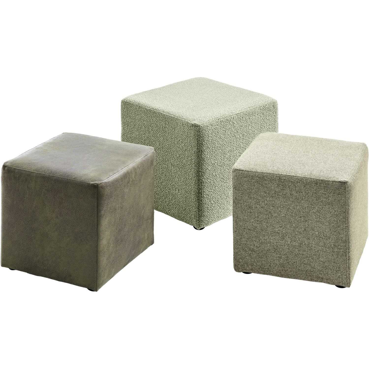 Poef Roby 40x40 cm microleder groen vierkant