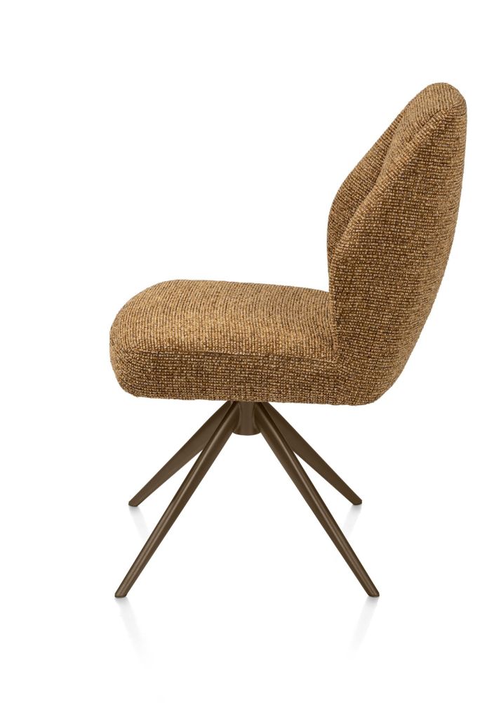 Baya, eetkamerstoel - draaibaar - steelbrown - pocketvering - stof Sevilla - Okergeel