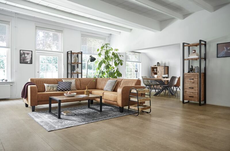 Hoekbank Mills cognac + HR-schuim zitting