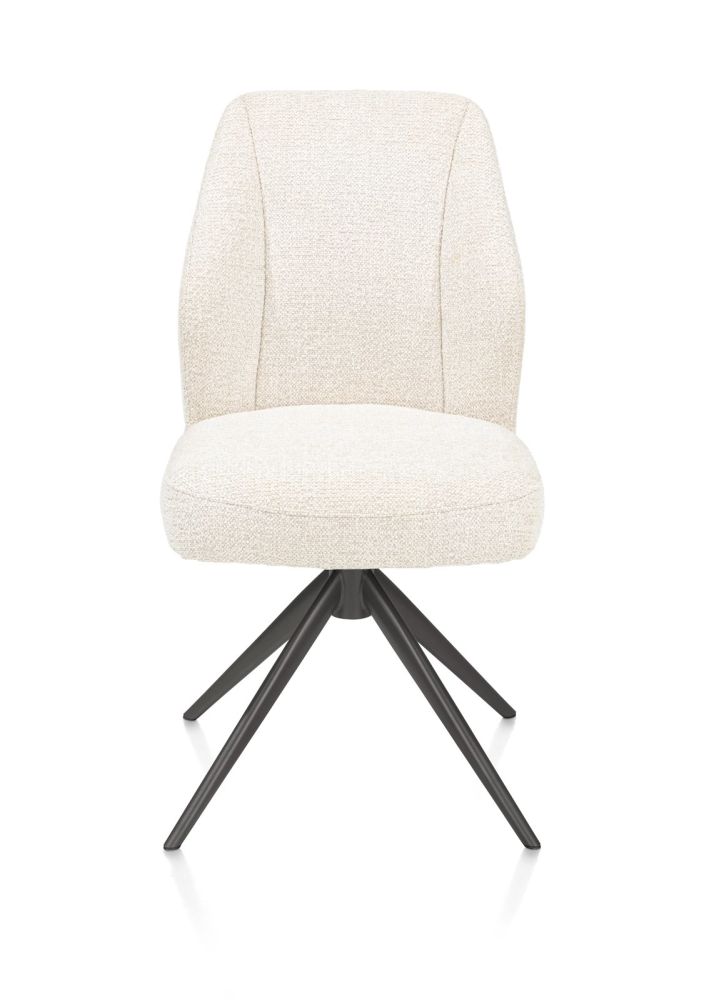 Baya, eetkamerstoel - draaibaar - grafiet - pocketvering - stof Sevilla - Creme
