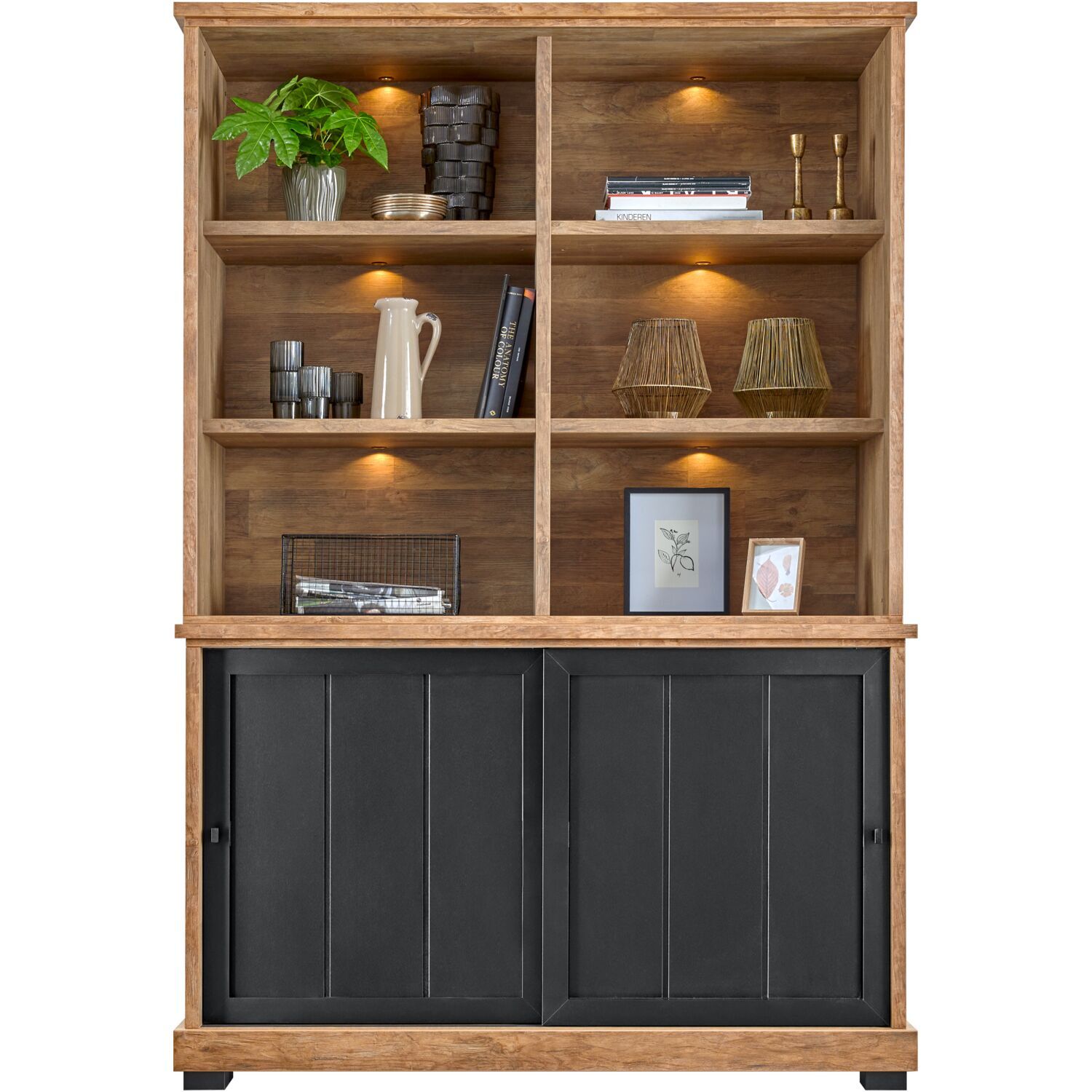 Boekenkast Ladonia 210x143x50 cm 2 schuifdeuren
