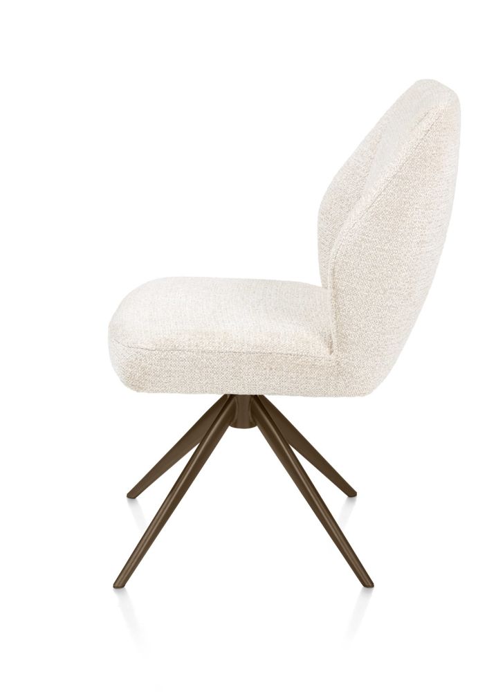 Baya, eetkamerstoel - draaibaar - steelbrown - pocketvering - stof Sevilla - Creme