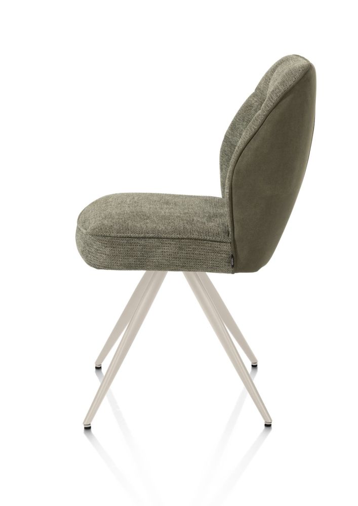 Bell, eetkamerstoel - creme frame - pocket - combi Calabria/Vada - mosgroen