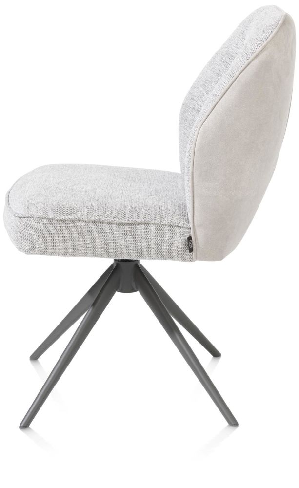Bell, eetkamerstoel - graphiet frame - draaibaar - pocket - combi Calabria / Vada - Kiezel Bell, eetkamerstoel - graphiet frame - draaibaar - pocket - combi Calabria / Vada - Kiezel