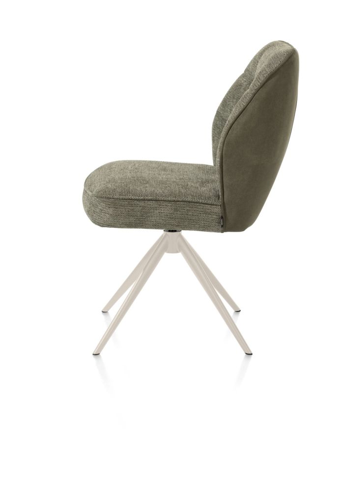 Bell, eetkamerstoel - creme frame - draaibaar - pocket - Calabria/Vada - mosgroen