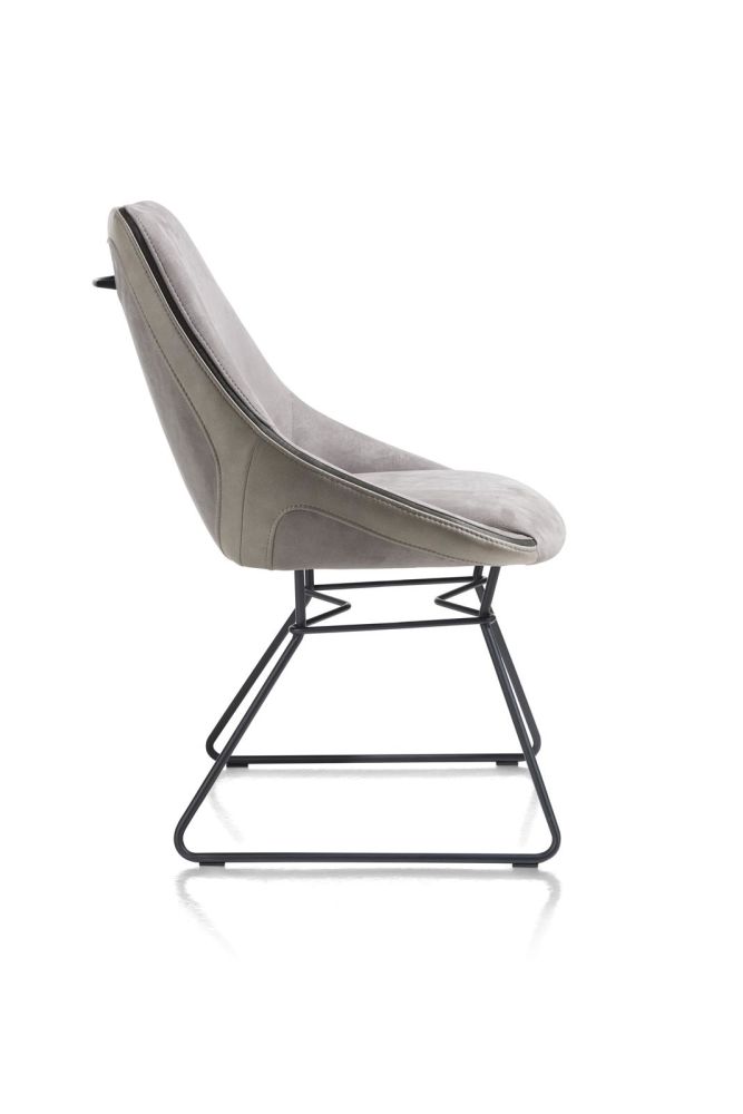 Arwen, eetkamerstoel zwart frame draadstaal + combi stof Savannah / Pala - charcoal Arwen, eetkamerstoel zwart frame draadstaal + combi stof Savannah / Pala - charcoal