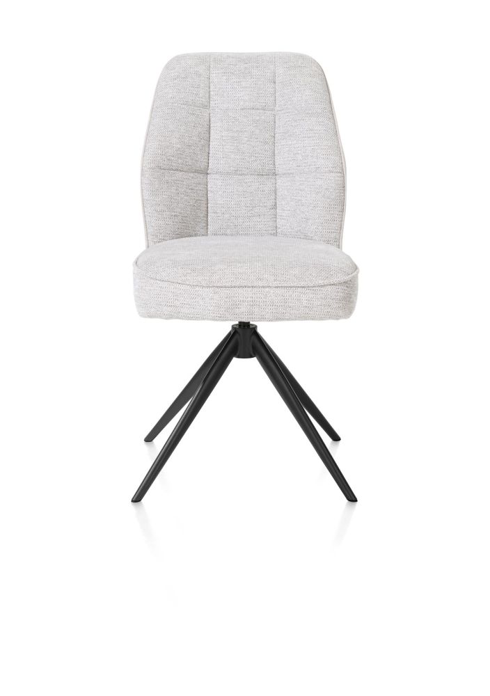 Bell, eetkamerstoel - rough off black frame - draaibaar - pocket - combi Calabria / Vada - Kiezel