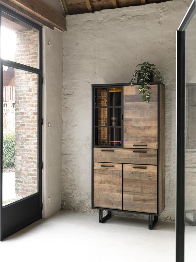 Avalon, bergkast 96 cm - 3-deuren + 1-lade + 1-glasdeur (+ LED) - Driftwood Avalon, bergkast 96 cm - 3-deuren + 1-lade + 1-glasdeur (+ LED) - Driftwood