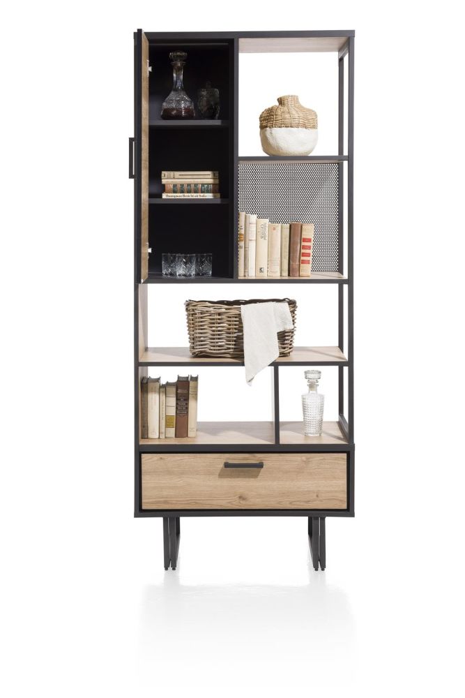 Avalon, Boekenkast 80 Cm - 1-Deur + 1-Lade + 5-Niches - Natural Avalon, Boekenkast 80 Cm - 1-Deur + 1-Lade + 5-Niches - Natural