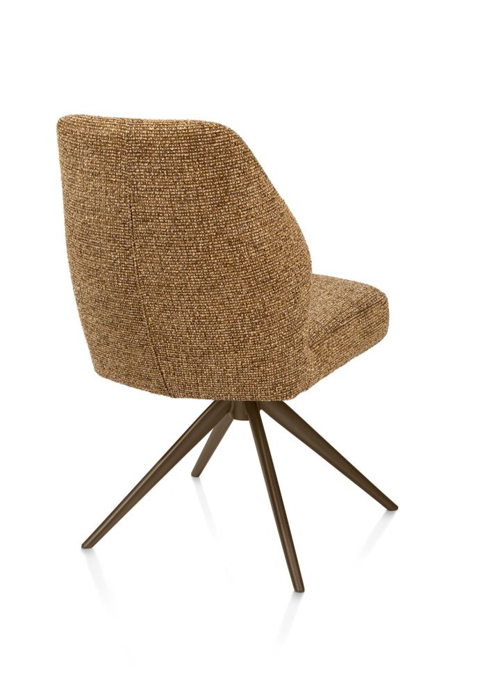 Baya, eetkamerstoel - draaibaar - steelbrown - pocketvering - stof Sevilla - Okergeel