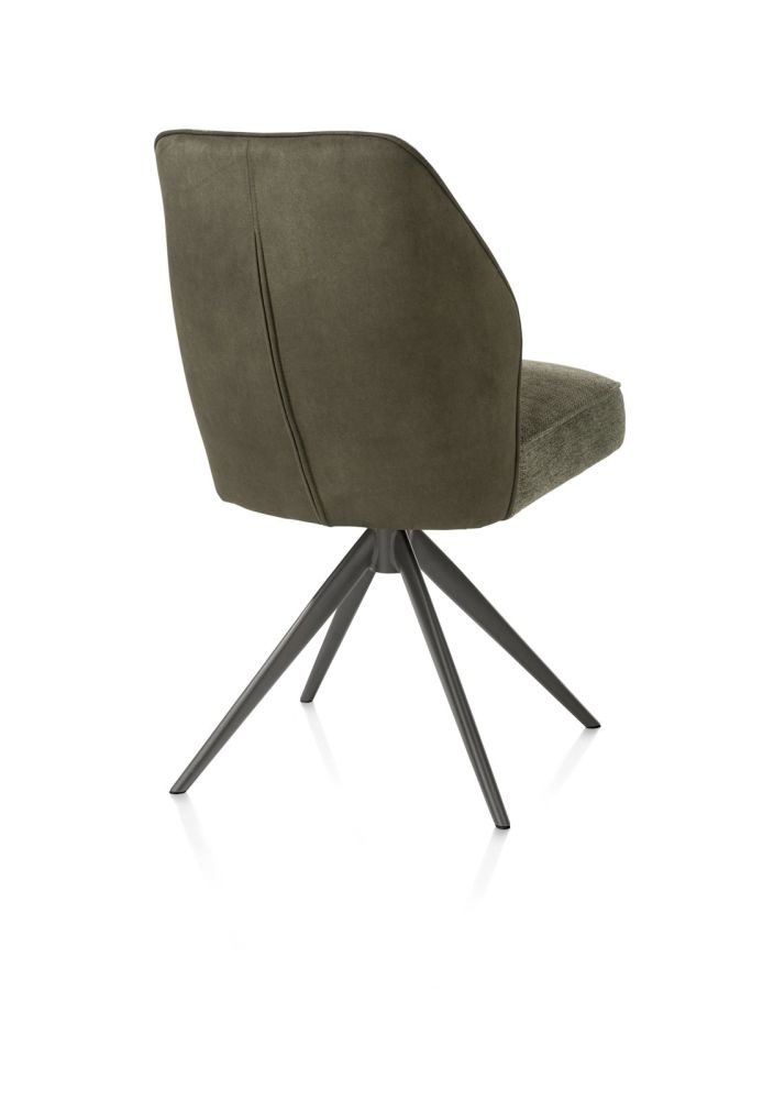 Bell, eetkamerstoel - graphiet frame - draaibaar - pocket - combi Calabria / Vada - mosgroen