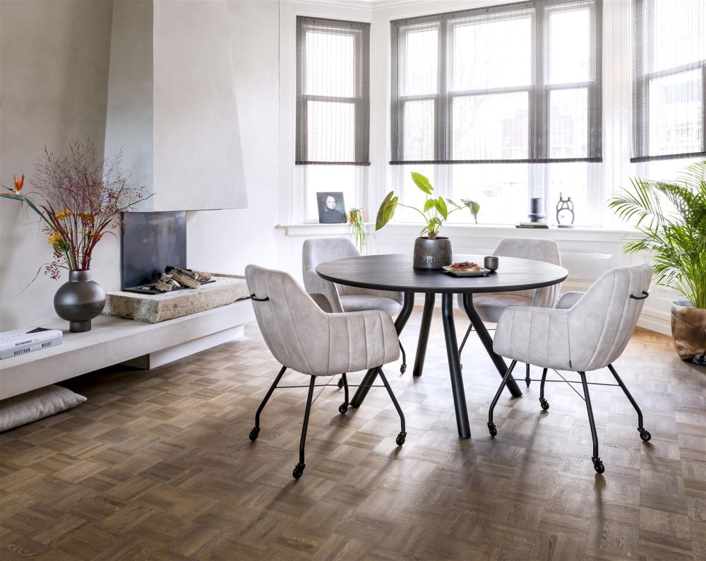 Arvada, bartafel 125 cm, rond, 4 poot - Rough off black