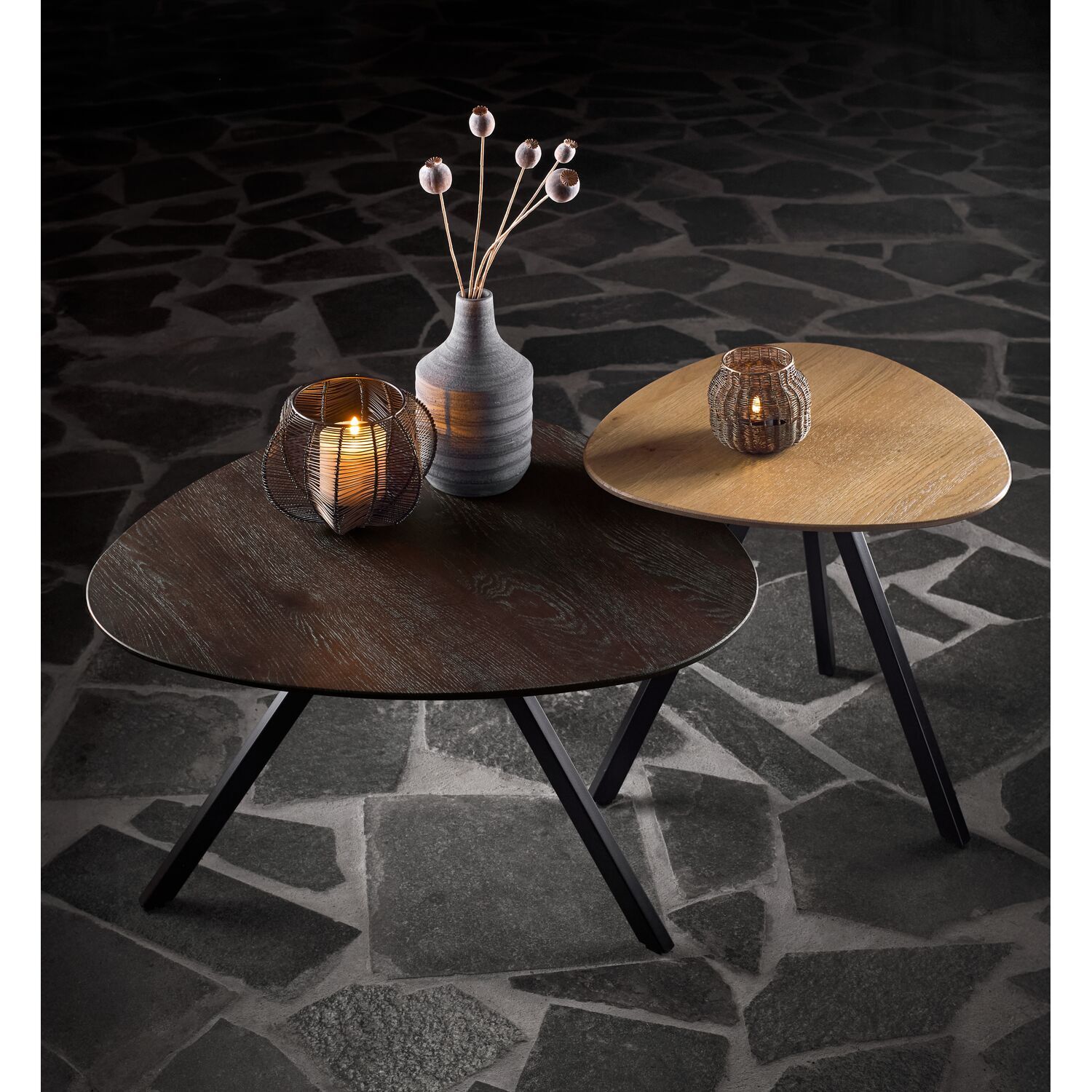 Bijzettafel Tavolo eikenhout 50x50 cm driehoekig light roast