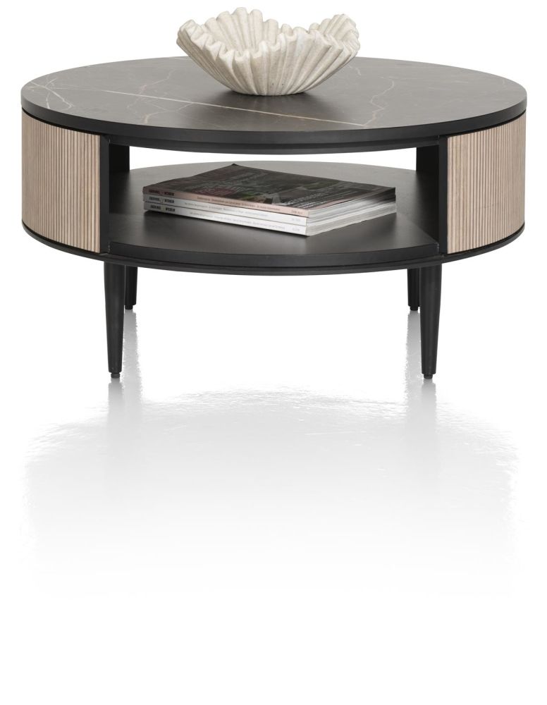 Aramon, salontafel diameter 75 cm. + 1-niche
