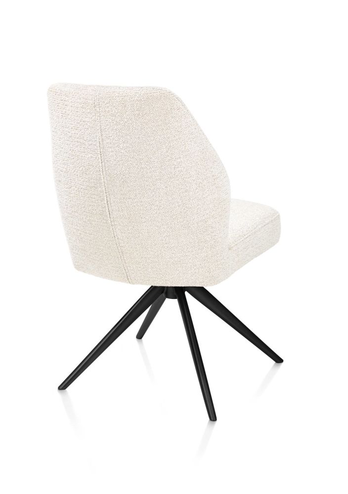 Baya, eetkamerstoel - draaibaar - zwart - pocketvering - stof Sevilla - Creme