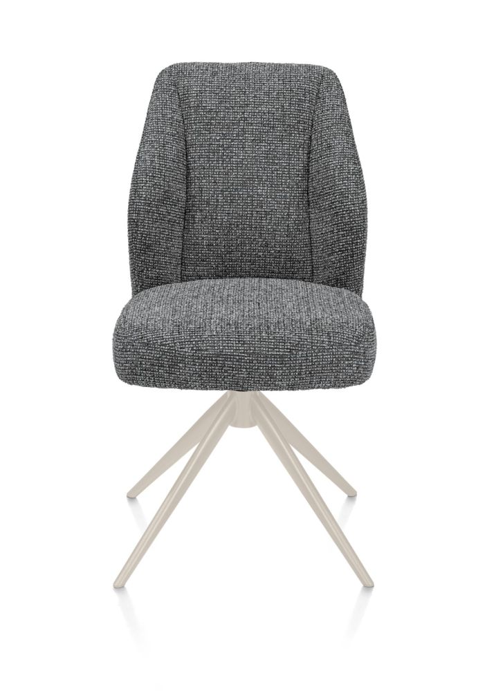 Baya, eetkamerstoel - crème - pocketvering - stof Sevilla - Antraciet