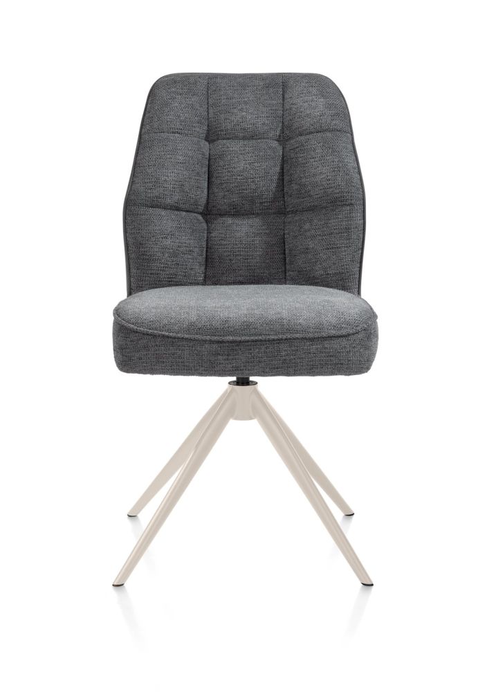 Bell, eetkamerstoel - creme frame - draaibaar - pocket - combi Calabria/Vada - Antraciet