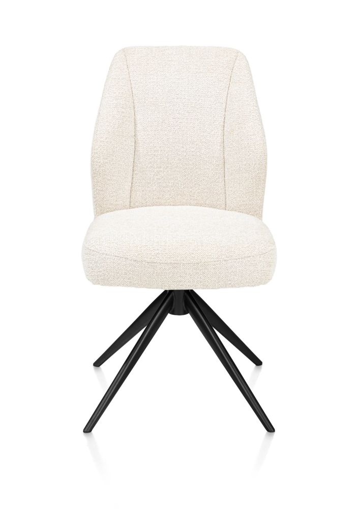 Baya, eetkamerstoel - draaibaar - zwart - pocketvering - stof Sevilla - Creme