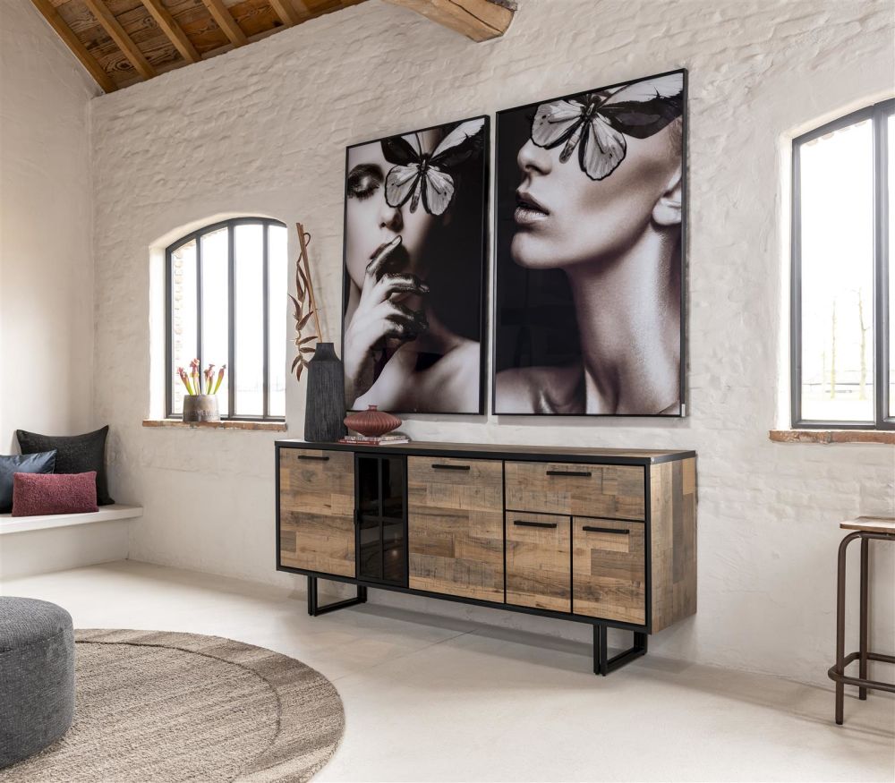 Avalon, dressoir 230 cm - 4-deuren + 1-lade + 1-glasdeur (+ LED) - Driftwood Avalon, dressoir 230 cm - 4-deuren + 1-lade + 1-glasdeur (+ LED) - Driftwood