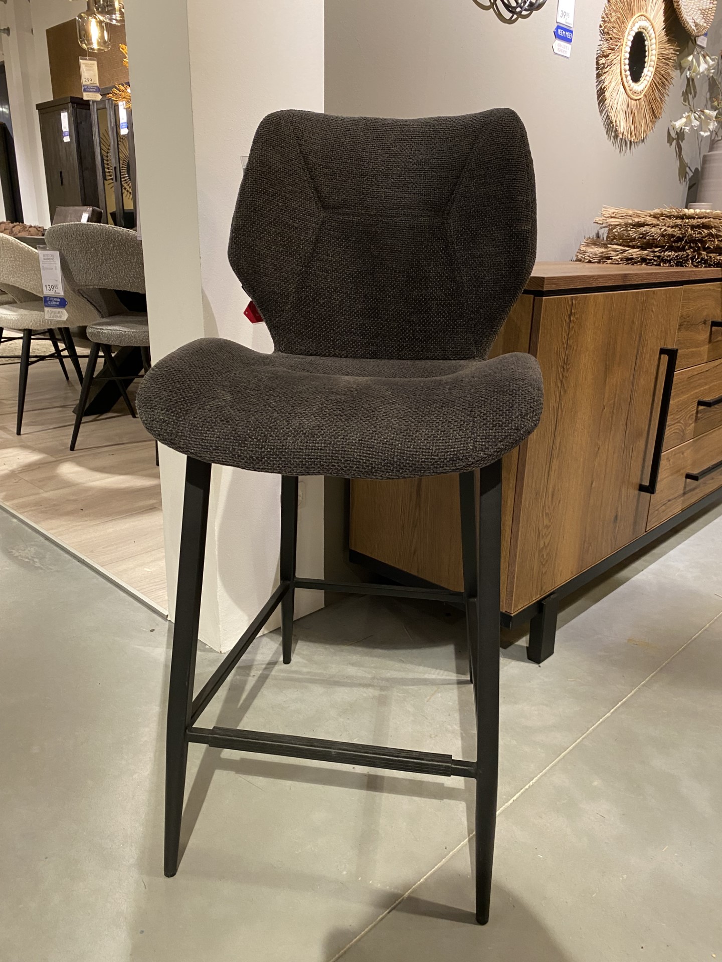 Seleste barkruk stof loudy graphite