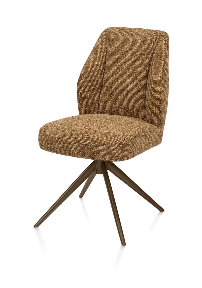 Baya, eetkamerstoel - draaibaar - steelbrown - pocketvering - stof Sevilla - Okergeel